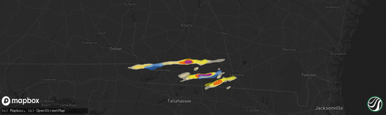 Hail map in Meigs, GA on November 9, 2025