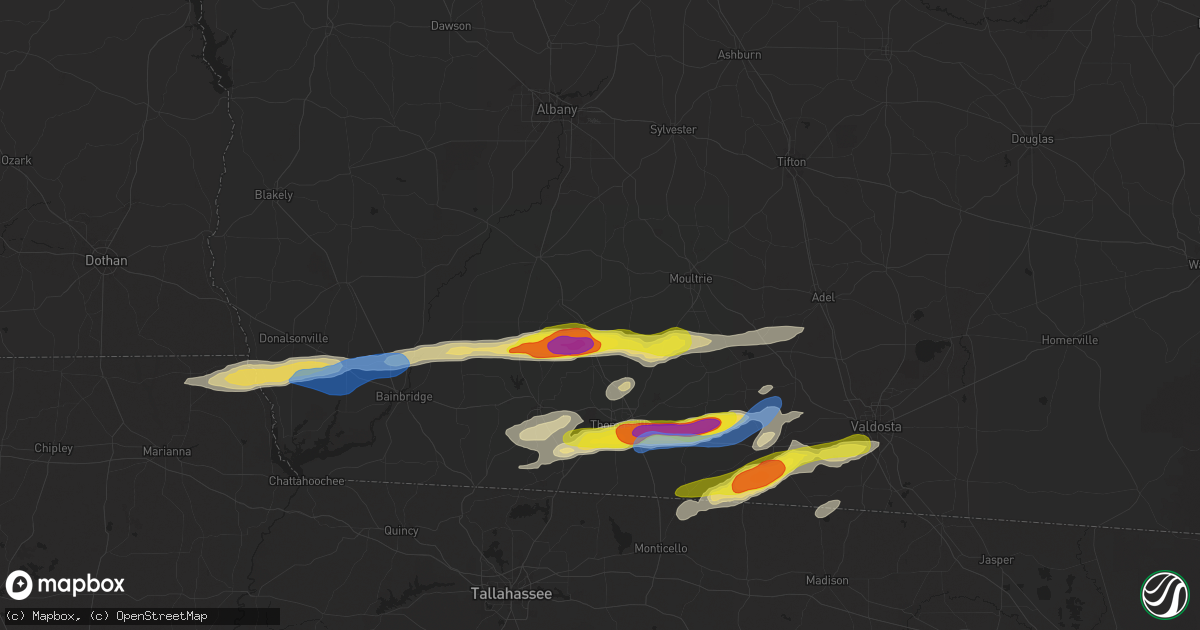 Hail map in Meigs, GA on November 9, 2025