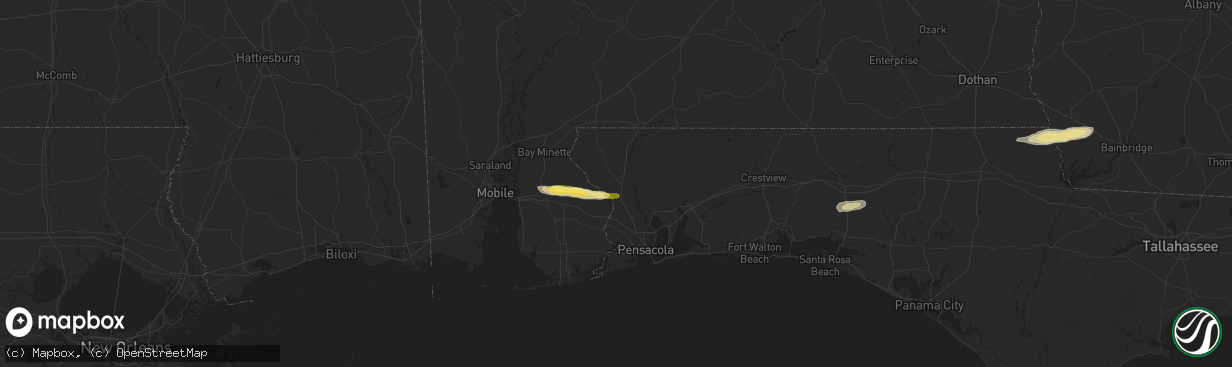 Hail map in Molino, FL on November 9, 2025