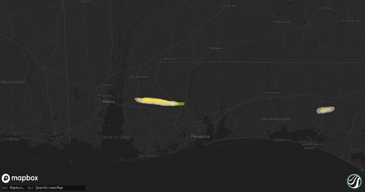 Hail map in Molino, FL on November 9, 2025