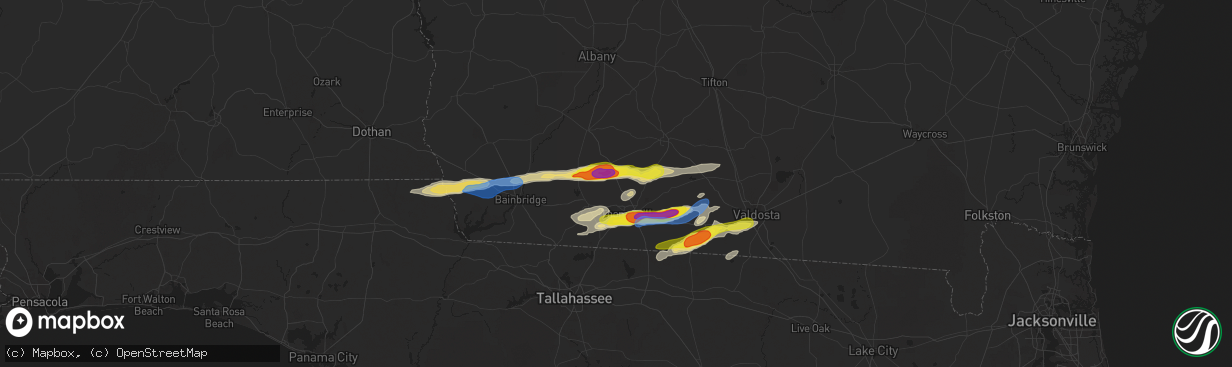 Hail map in Ochlocknee, GA on November 9, 2025