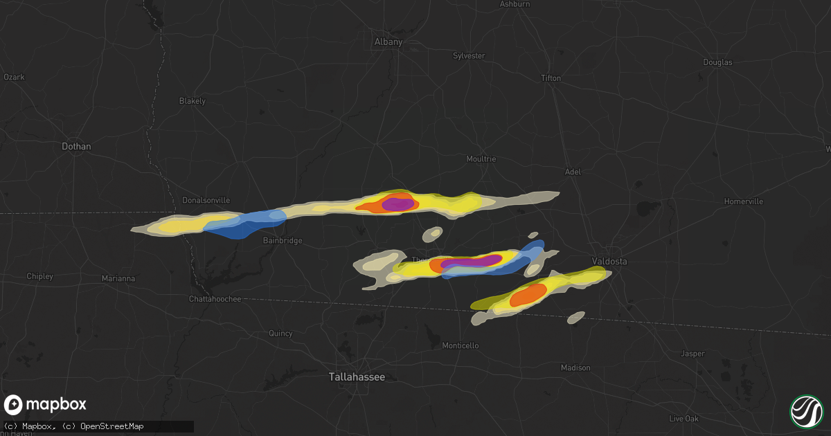 Hail map in Ochlocknee, GA on November 9, 2025