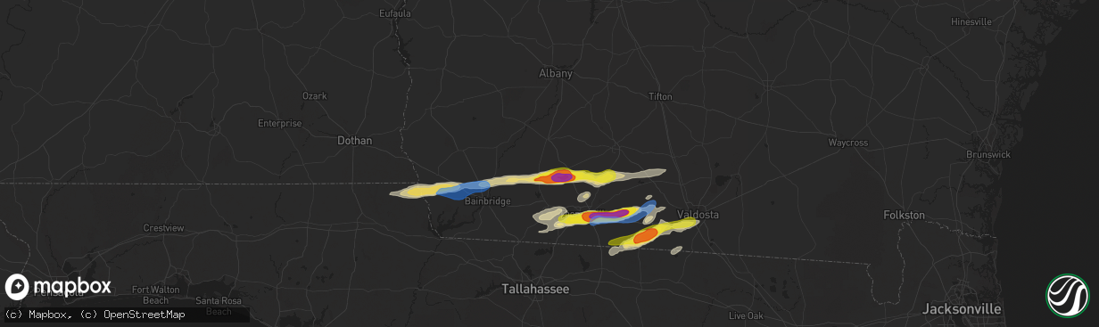 Hail map in Pelham, GA on November 9, 2025