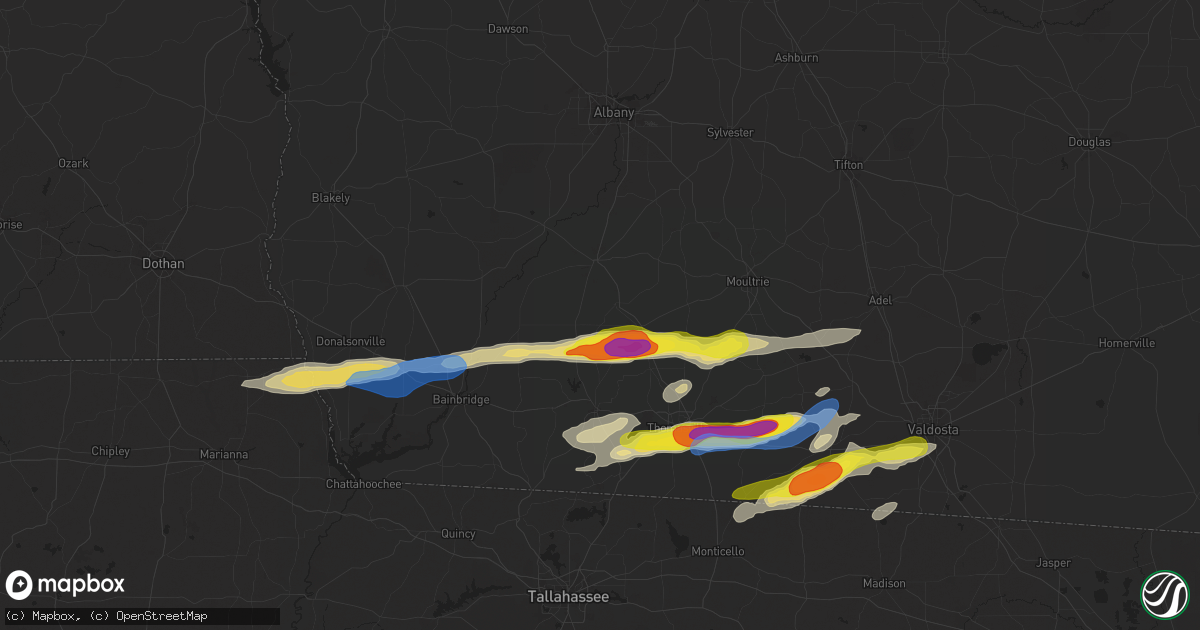 Hail map in Pelham, GA on November 9, 2025