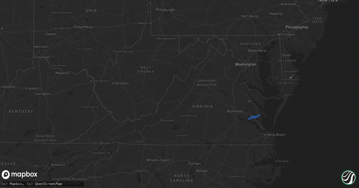 Hail map in Virginia on November 9, 2025