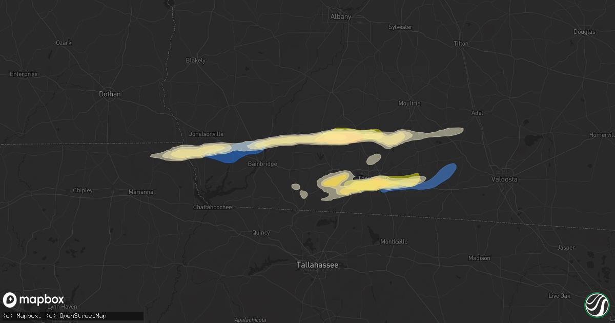 Hail map in Whigham, GA on November 9, 2025