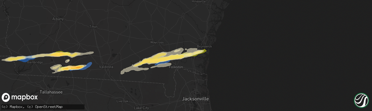 Hail map in White Oak, GA on November 9, 2025