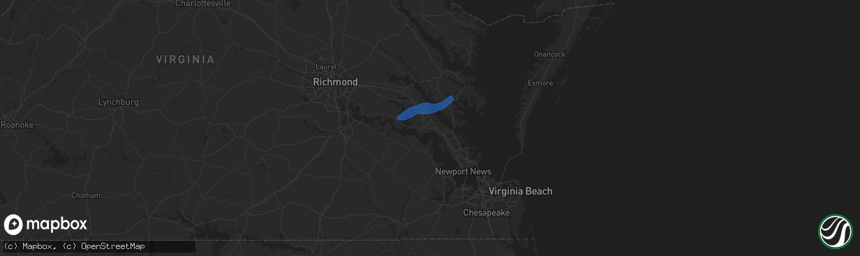 Hail map in Williamsburg, VA on November 9, 2025