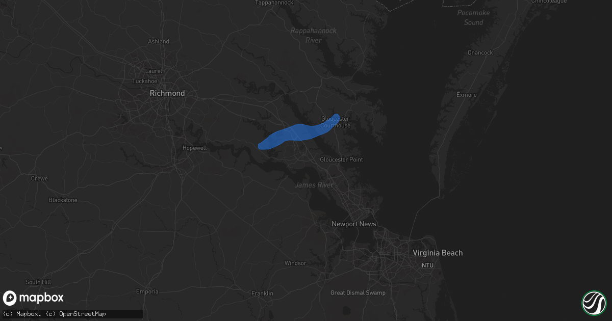 Hail map in Williamsburg, VA on November 9, 2025