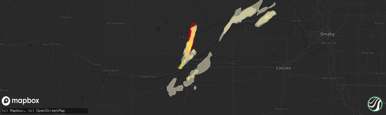 Hail map in Grand Island, NE on November 10, 2012