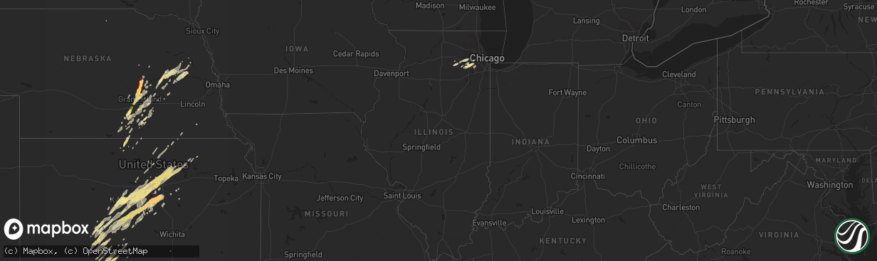 Hail map in Illinois on November 10, 2012