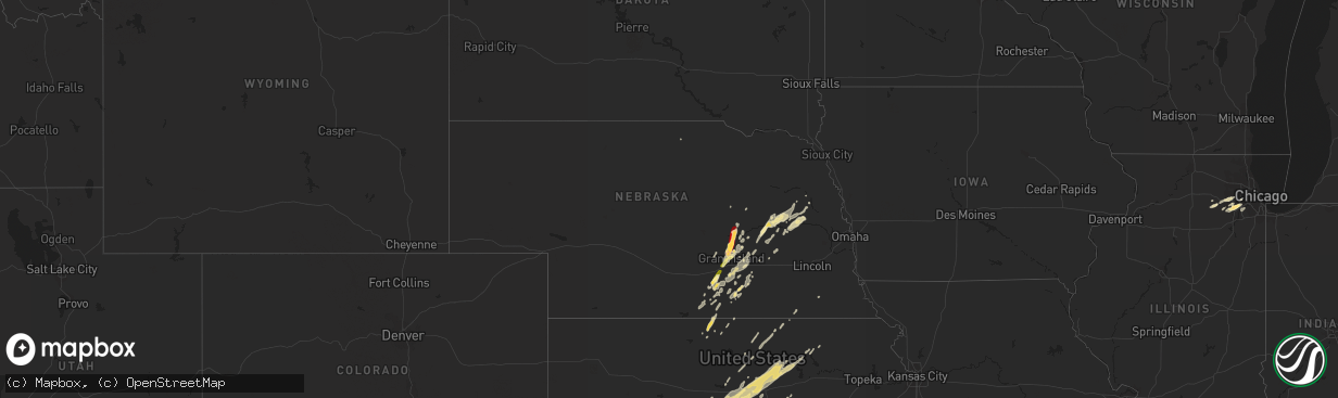 Hail map in Nebraska on November 10, 2012