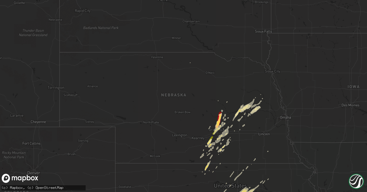 Hail map in Nebraska on November 10, 2012
