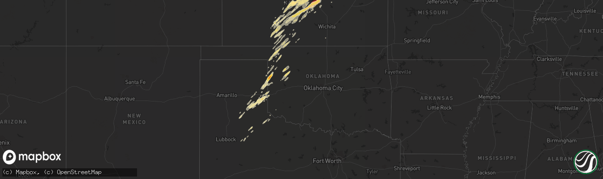 Hail map in Oklahoma on November 10, 2012