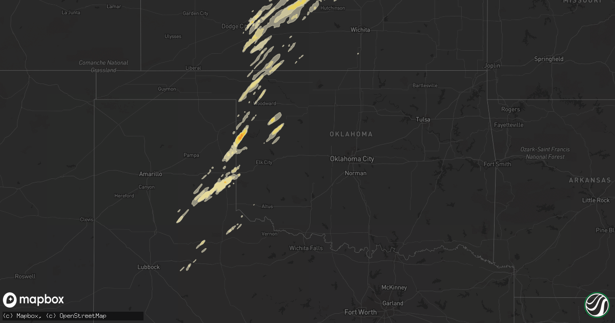 Hail map in Oklahoma on November 10, 2012