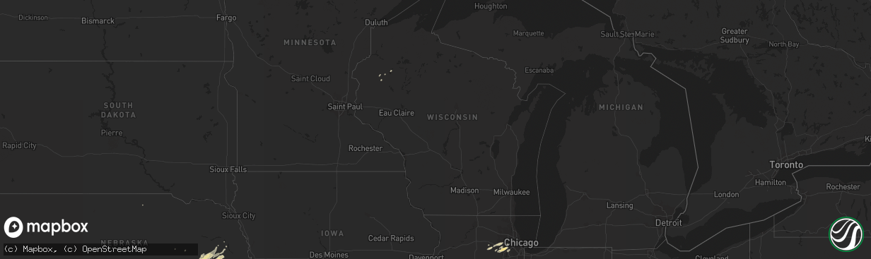 Hail map in Wisconsin on November 10, 2012