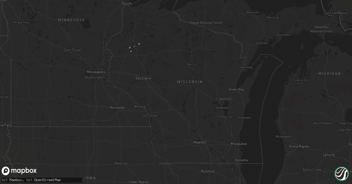 Hail map in Wisconsin on November 10, 2012