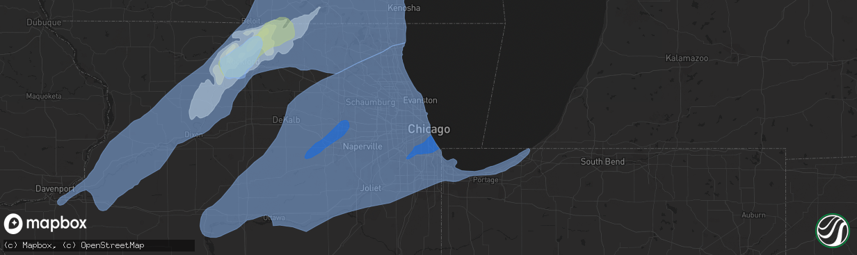 Hail map in Chicago, IL on November 10, 2020