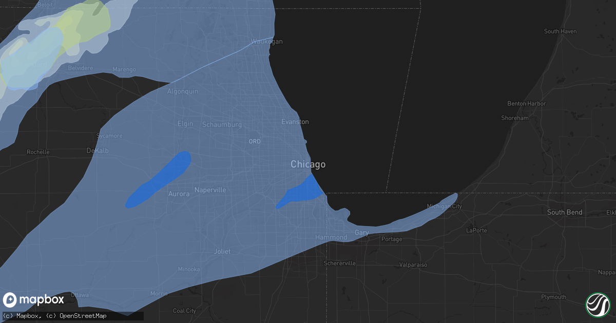Hail map in Chicago, IL on November 10, 2020