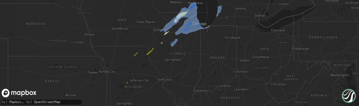 Hail map in Illinois on November 10, 2020