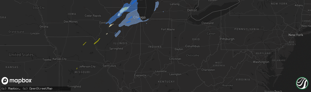 Hail map in Indiana on November 10, 2020