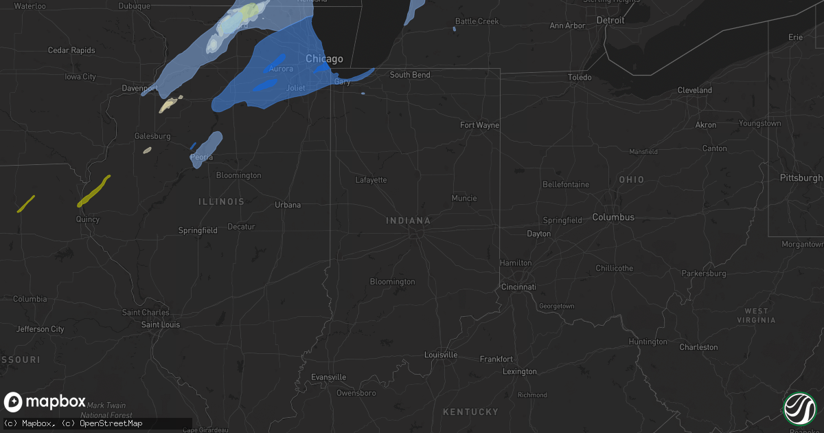 Hail map in Indiana on November 10, 2020