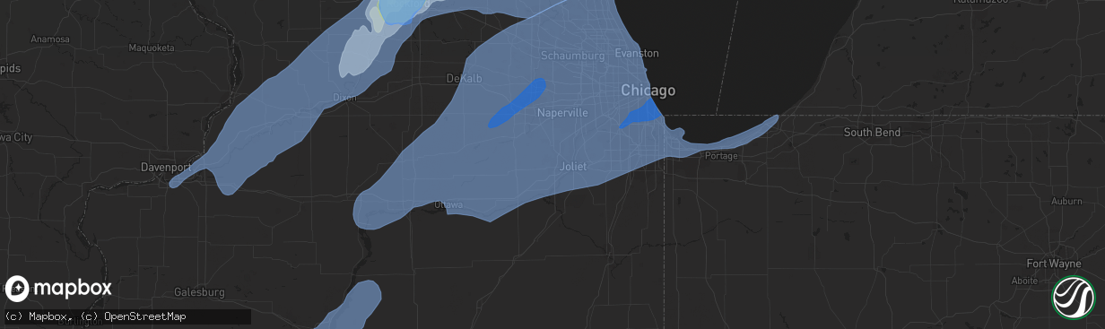 Hail map in Joliet, IL on November 10, 2020