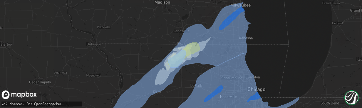 Hail map in Machesney Park, IL on November 10, 2020