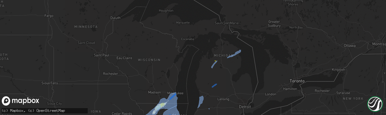 Hail map in Michigan on November 10, 2020