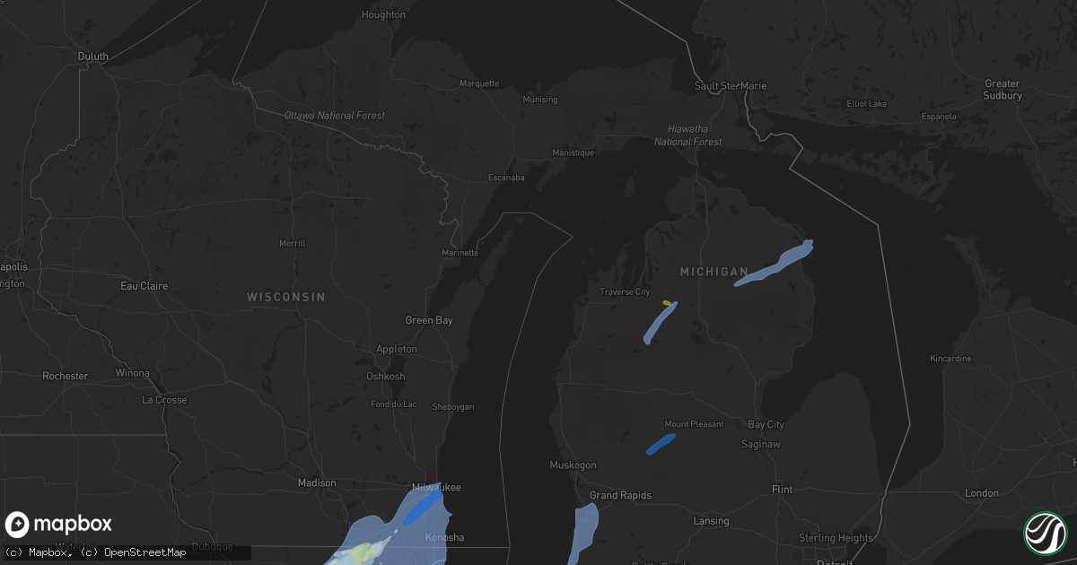 Hail map in Michigan on November 10, 2020
