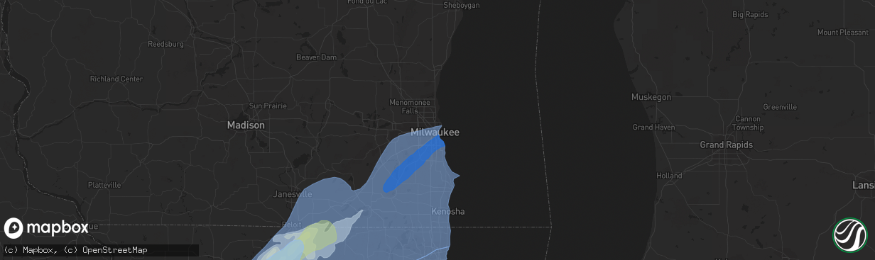 Hail map in Milwaukee, WI on November 10, 2020