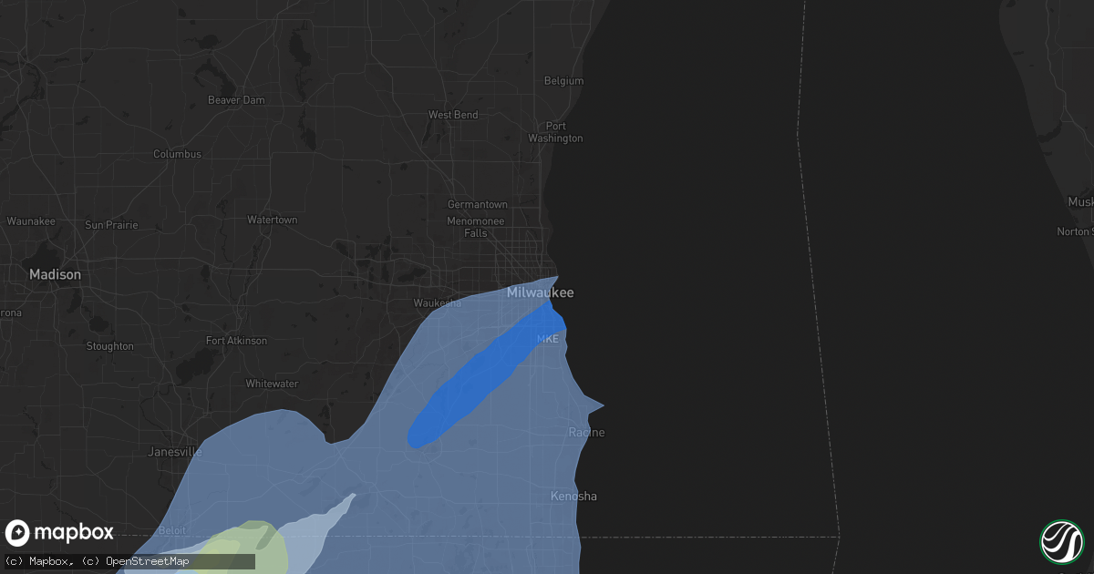 Hail map in Milwaukee, WI on November 10, 2020