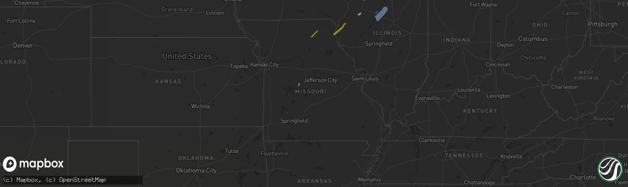 Hail map in Missouri on November 10, 2020