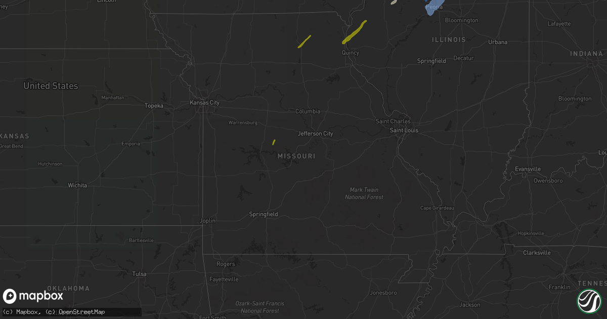 Hail map in Missouri on November 10, 2020