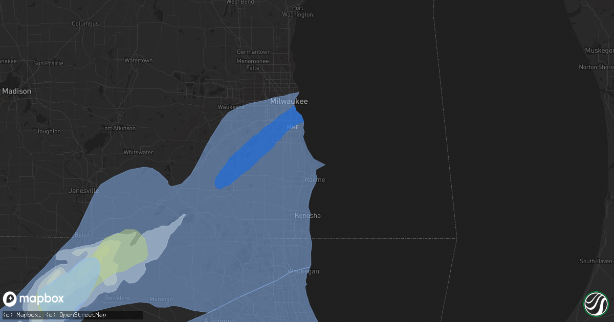 Hail map in Racine, WI on November 10, 2020