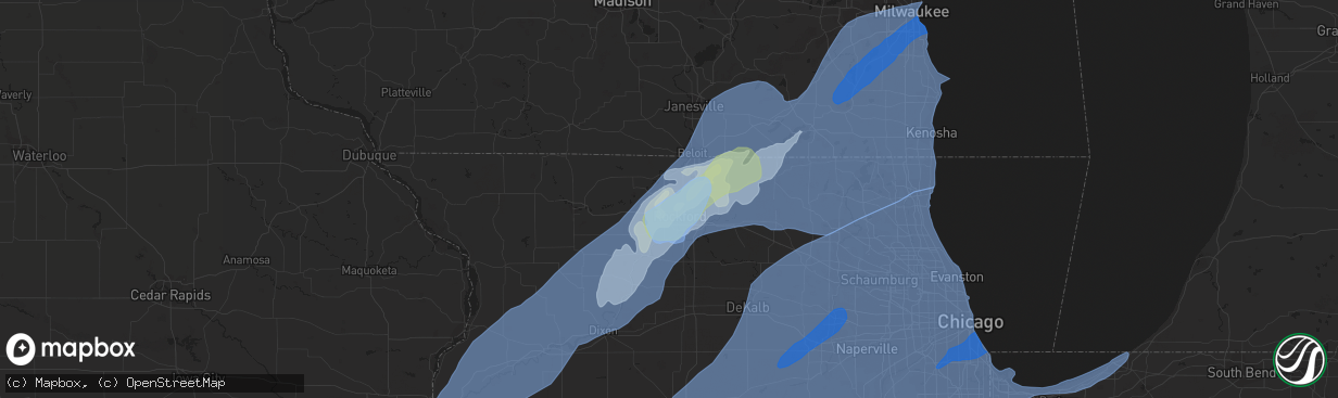 Hail map in Rockford, IL on November 10, 2020