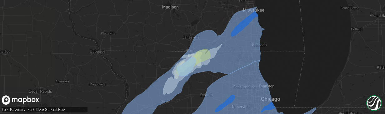 Hail map in Roscoe, IL on November 10, 2020