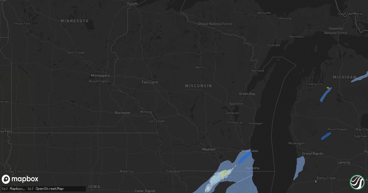 Hail map in Wisconsin on November 10, 2020