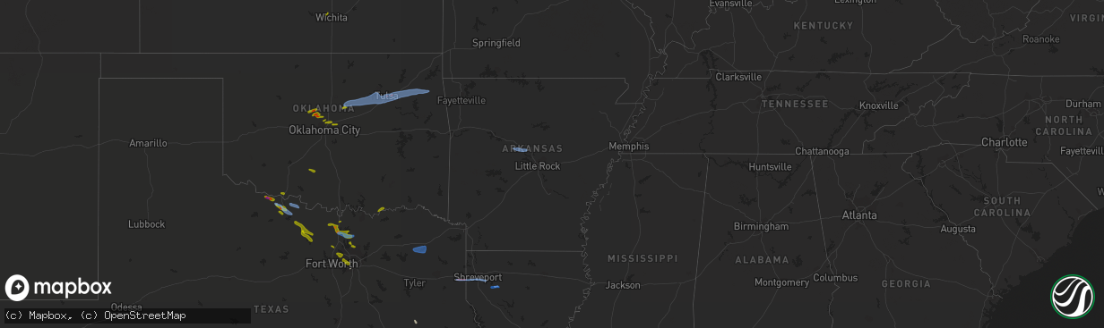 Hail map in Arkansas on November 10, 2021