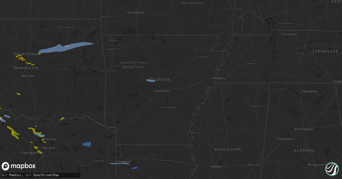 Hail map in Arkansas on November 10, 2021