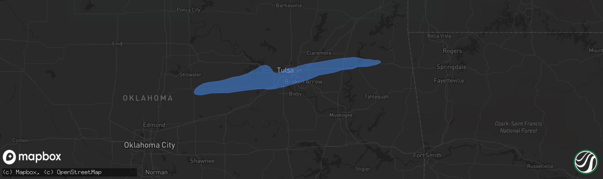 Hail map in Broken Arrow, OK on November 10, 2021