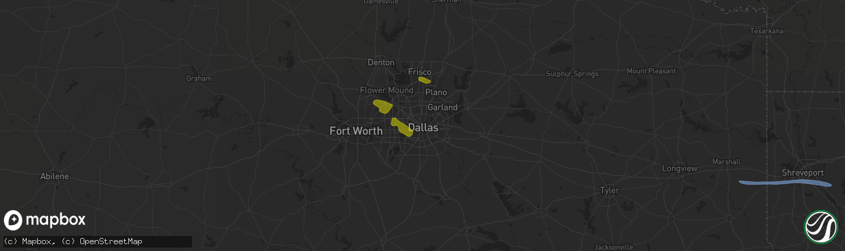 Hail map in Dallas, TX on November 10, 2021