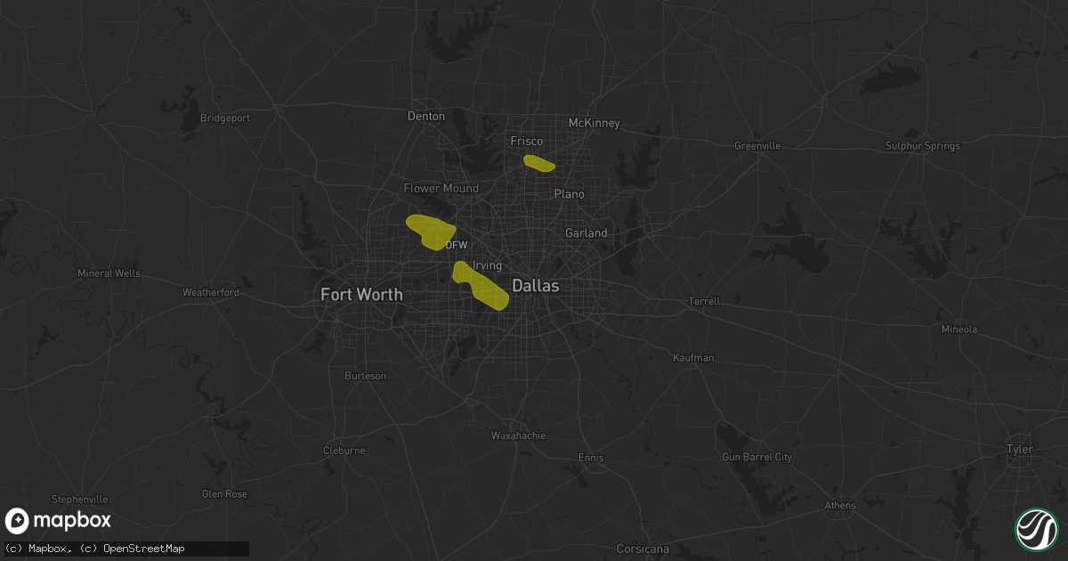 Hail map in Dallas, TX on November 10, 2021