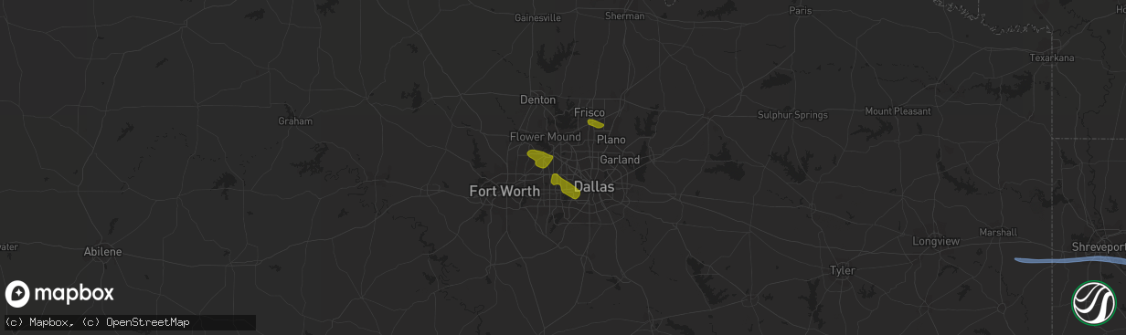 Hail map in Irving, TX on November 10, 2021