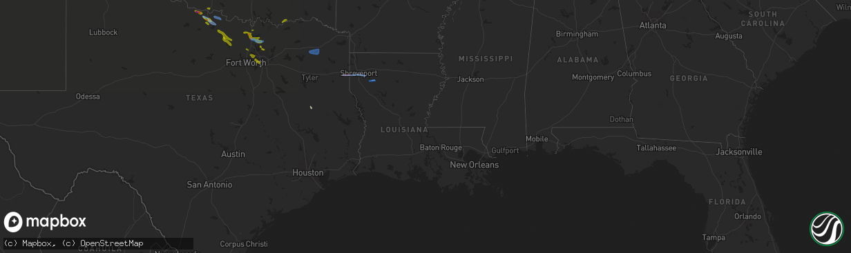 Hail map in Louisiana on November 10, 2021