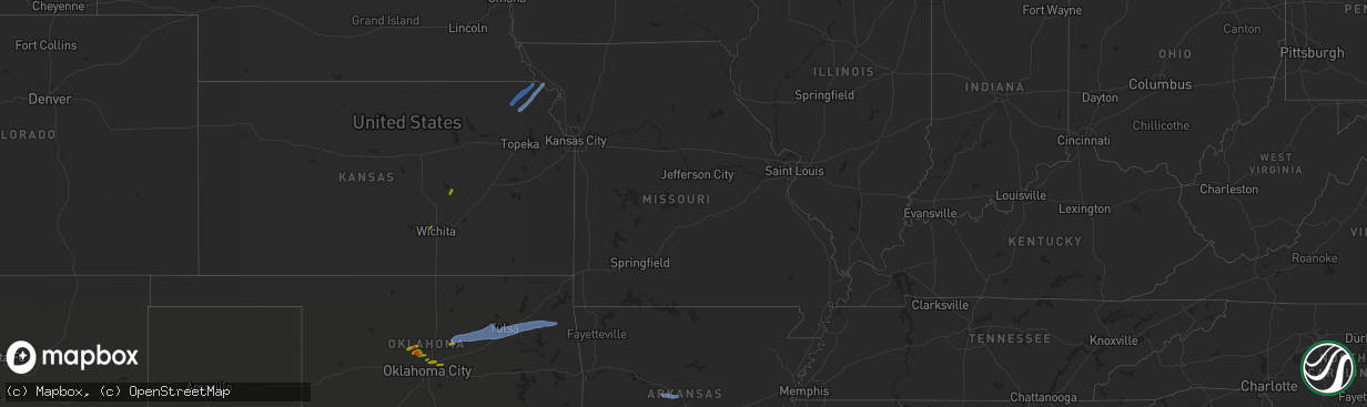 Hail map in Missouri on November 10, 2021