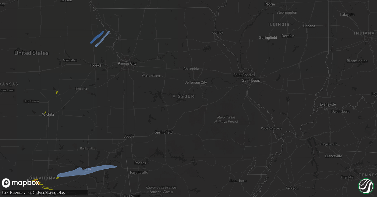 Hail map in Missouri on November 10, 2021