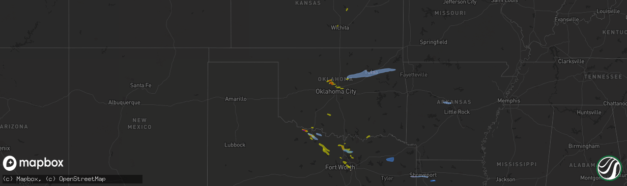 Hail map in Oklahoma on November 10, 2021