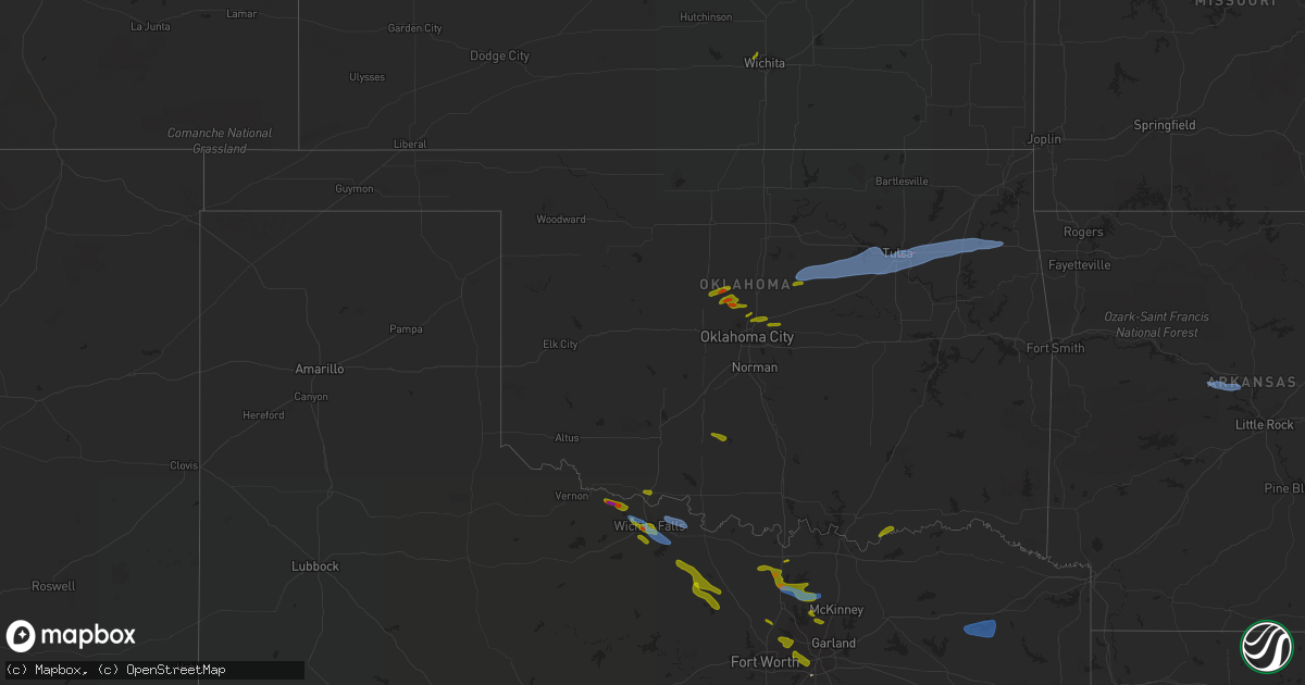 Hail map in Oklahoma on November 10, 2021