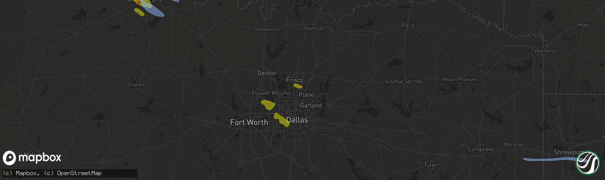 Hail map in Plano, TX on November 10, 2021